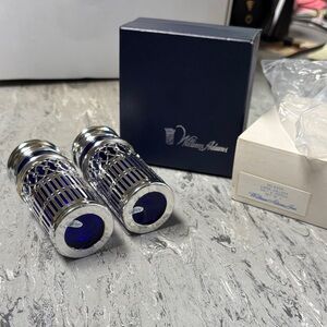 Vintage William Adams Silver and Blue Salt and Pepper Shakers